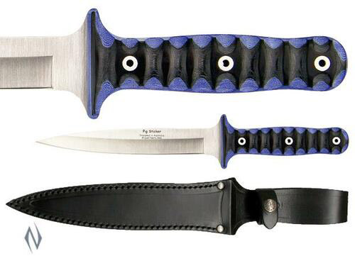 Nieto Pig Sticker Blue Katex Hunting Fixed Blade Knife, Leather Sheath - B1N