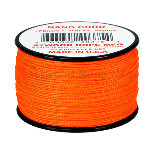 Atwood Rope MFG Nano Cord (36lb/17kg) 90m Made in USA, [Colour: Neon Orange]