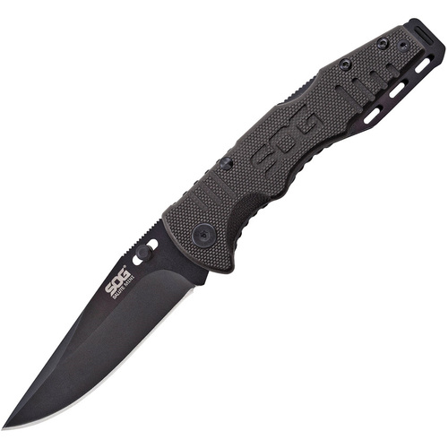 SOG Mini Salute Black Clip Point Blade G10 Folder Knife FF1101